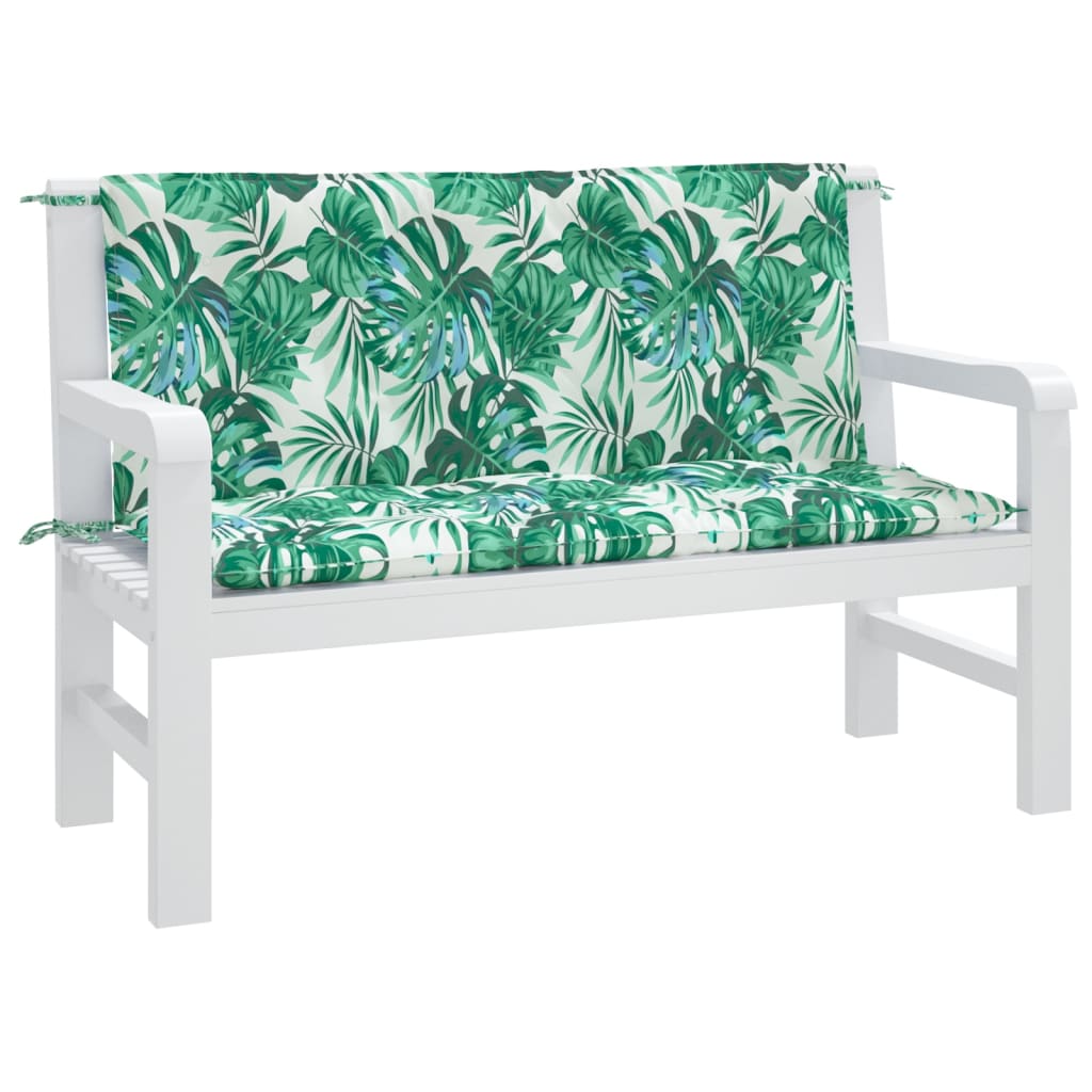 vidaXL Perne bancă de grădină 2 buc. model frunze 120x50x7 cm textil