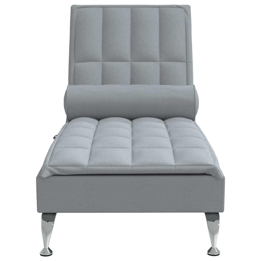 vidaXL Șezlong de masaj cu sprijin, gri deschis, material textil vidaXL Șezlong de masaj cu sprijin, gri deschis, material textil