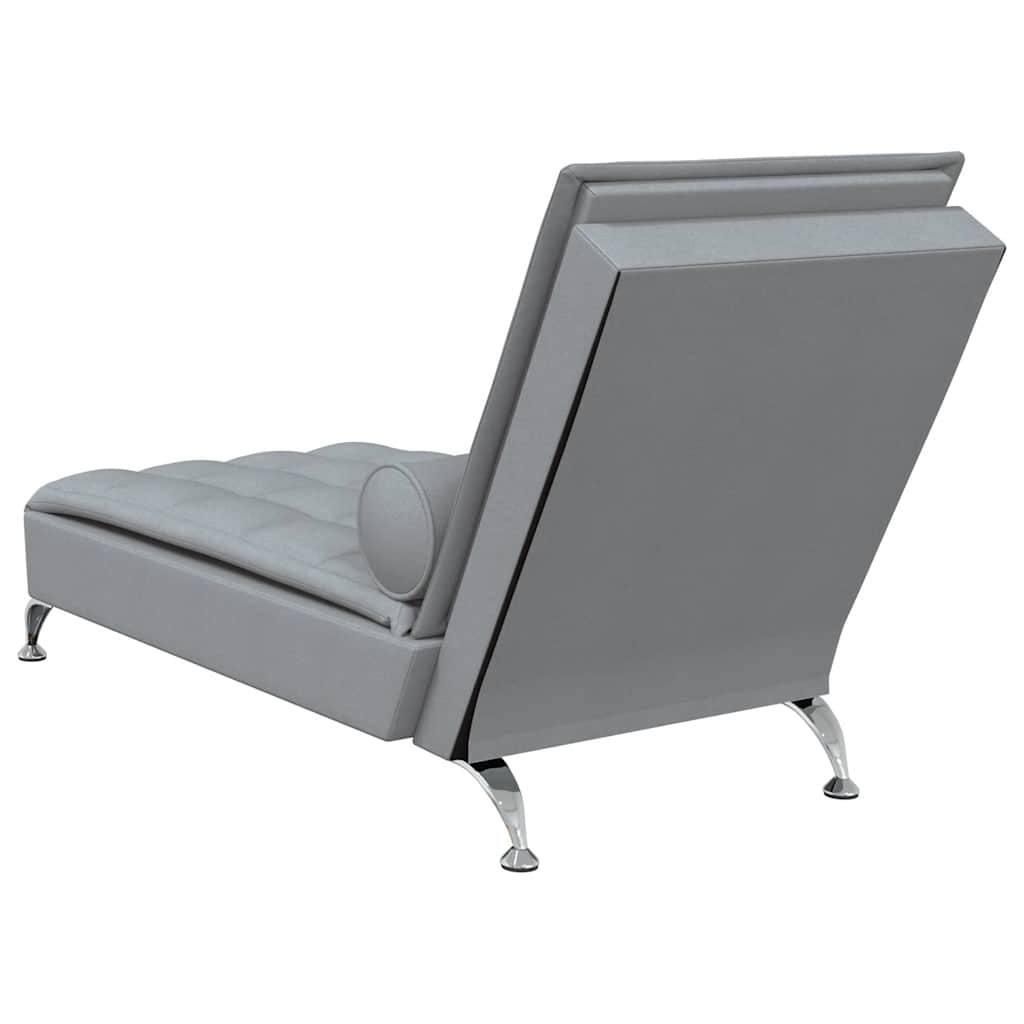 vidaXL Șezlong de masaj cu sprijin, gri deschis, material textil vidaXL Șezlong de masaj cu sprijin, gri deschis, material textil