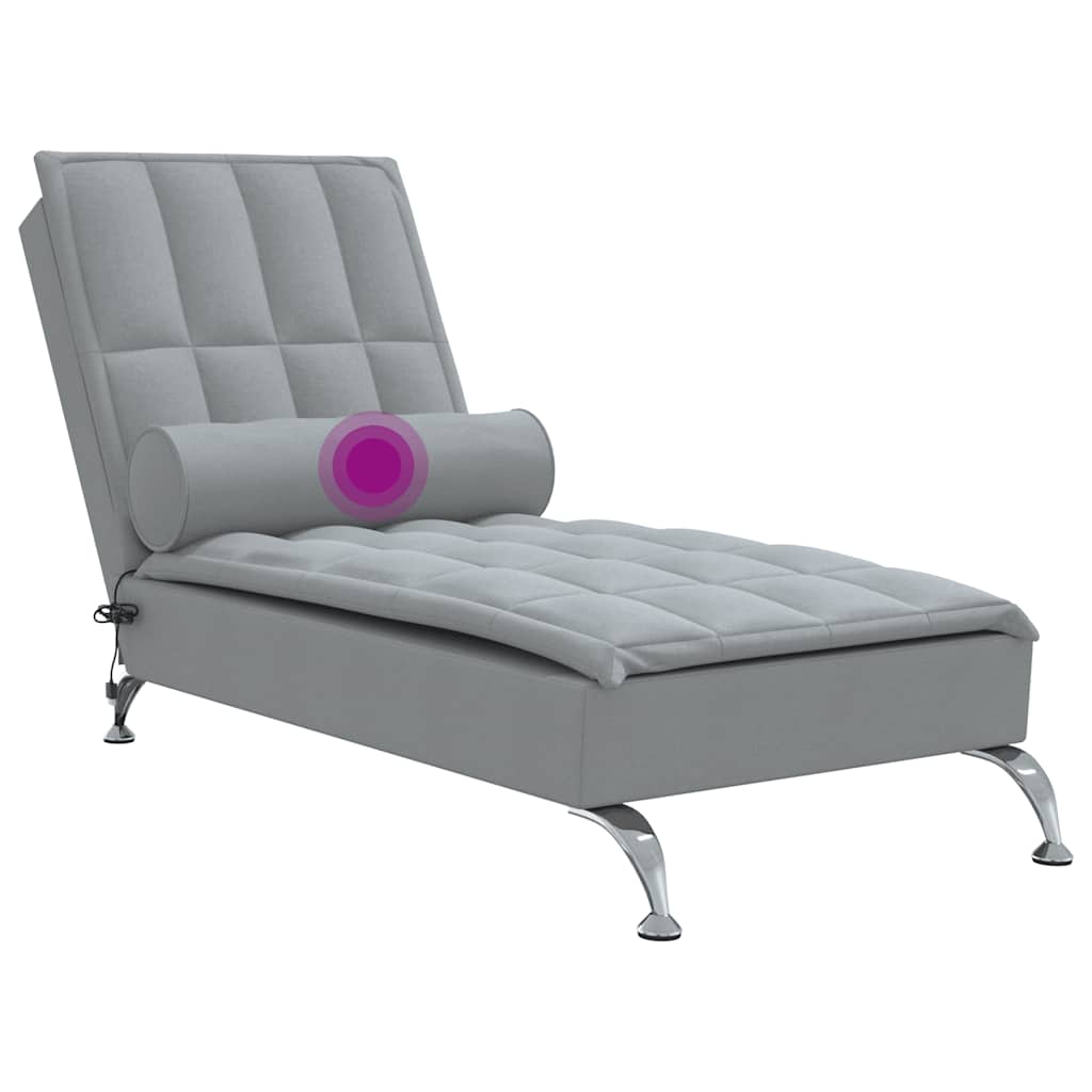 vidaXL Șezlong de masaj cu sprijin, gri deschis, material textil vidaXL Șezlong de masaj cu sprijin, gri deschis, material textil