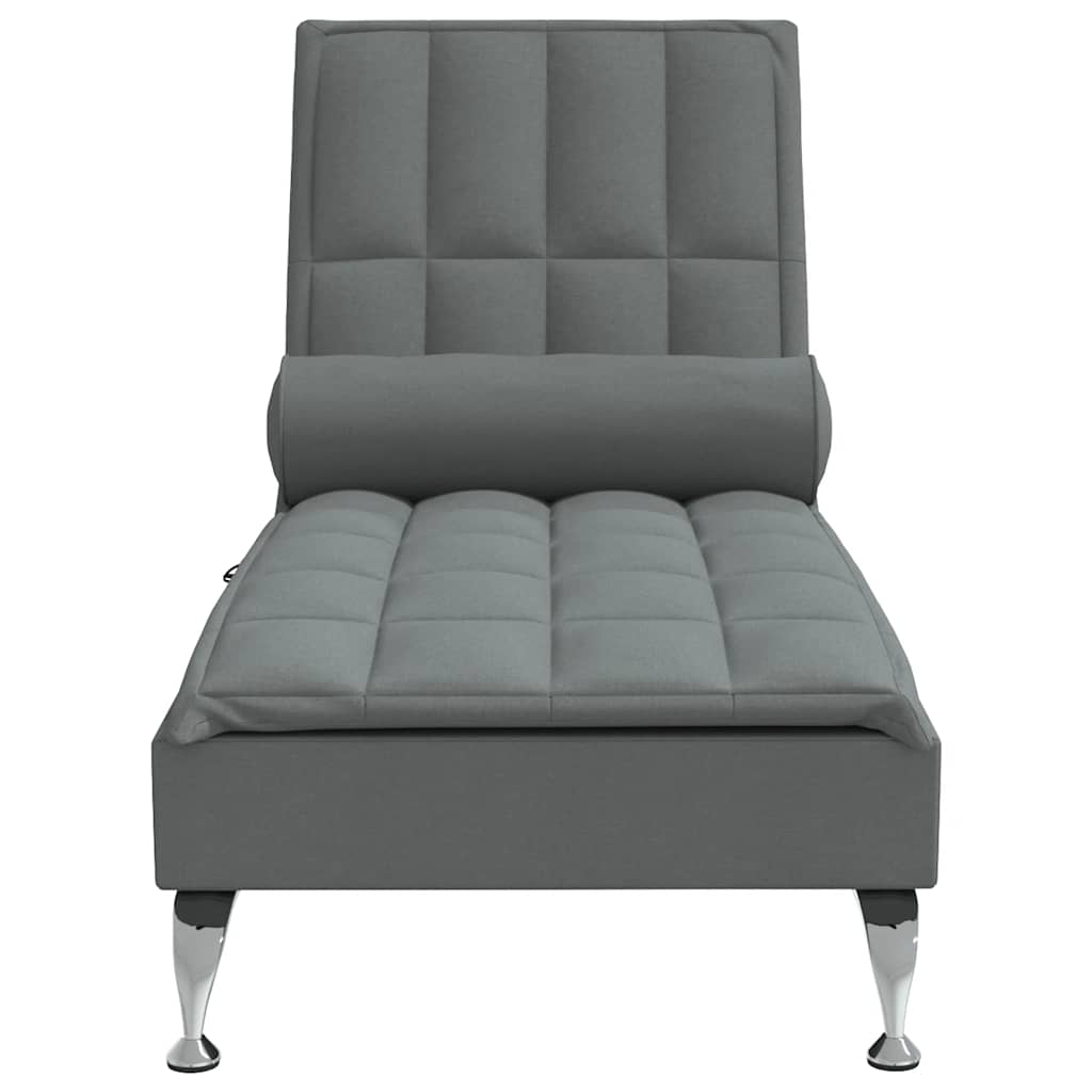 vidaXL Șezlong de masaj cu sprijin, gri închis, material textil vidaXL Șezlong de masaj cu sprijin, gri închis, material textil