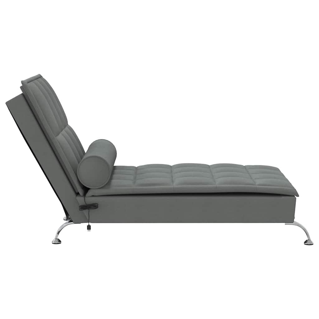 vidaXL Șezlong de masaj cu sprijin, gri închis, material textil vidaXL Șezlong de masaj cu sprijin, gri închis, material textil