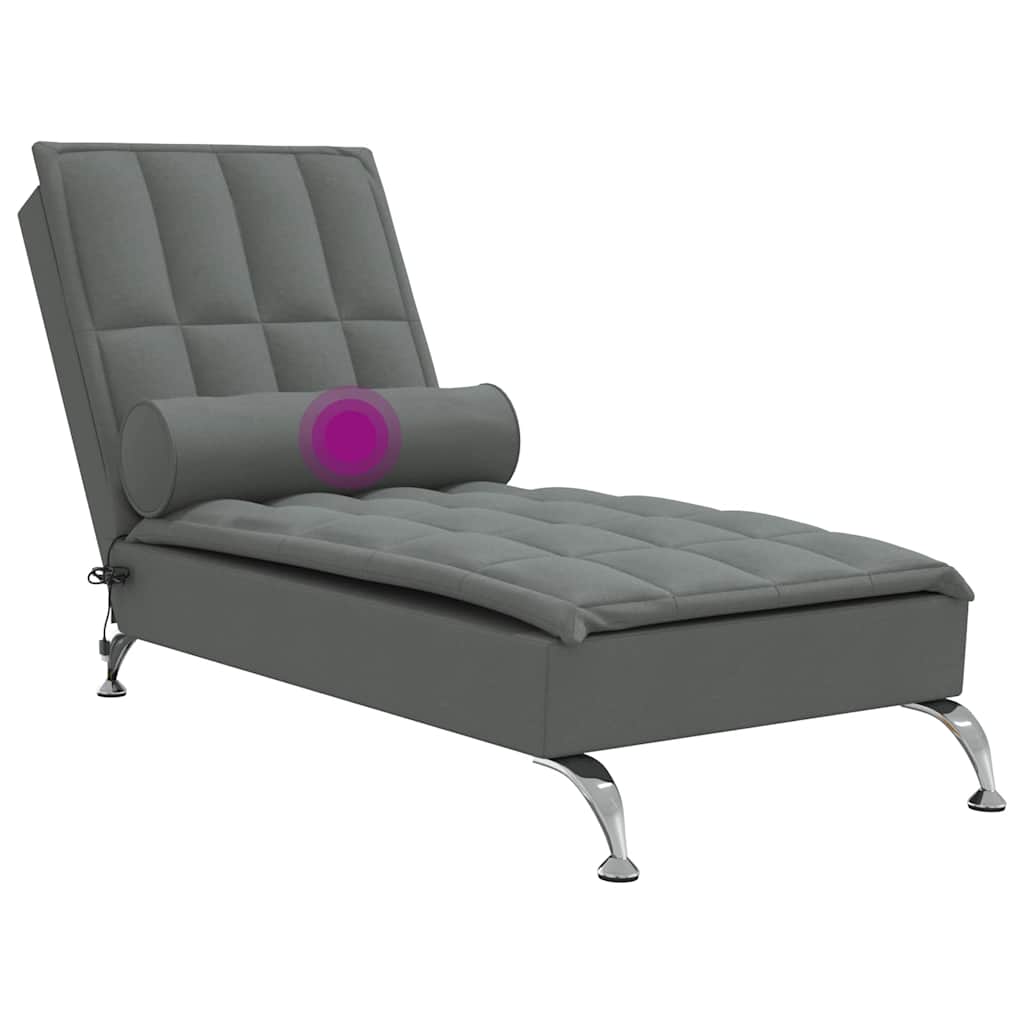 vidaXL Șezlong de masaj cu sprijin, gri închis, material textil vidaXL Șezlong de masaj cu sprijin, gri închis, material textil
