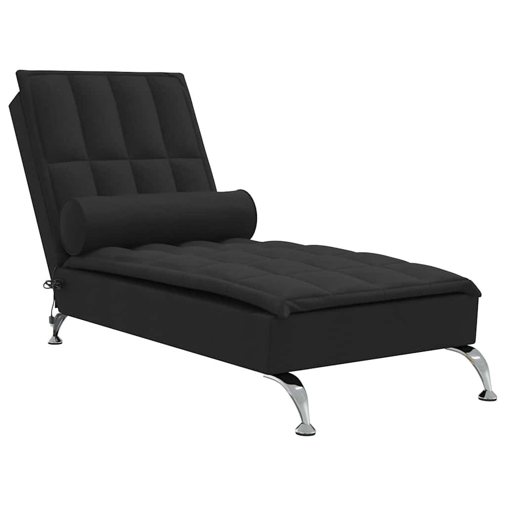 vidaXL Șezlong de masaj cu sprijin, negru, material textil vidaXL Șezlong de masaj cu sprijin, negru, material textil
