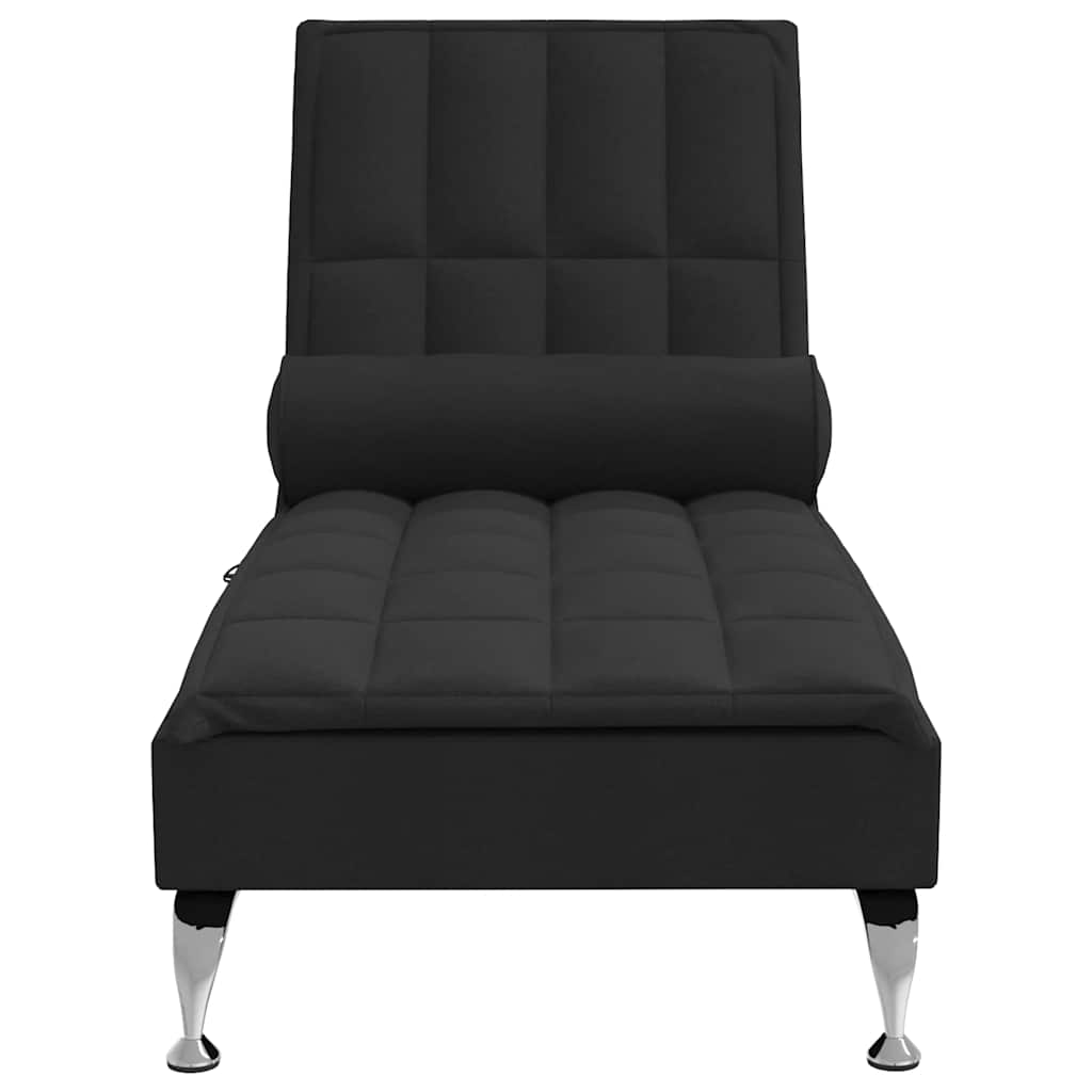 vidaXL Șezlong de masaj cu sprijin, negru, material textil vidaXL Șezlong de masaj cu sprijin, negru, material textil