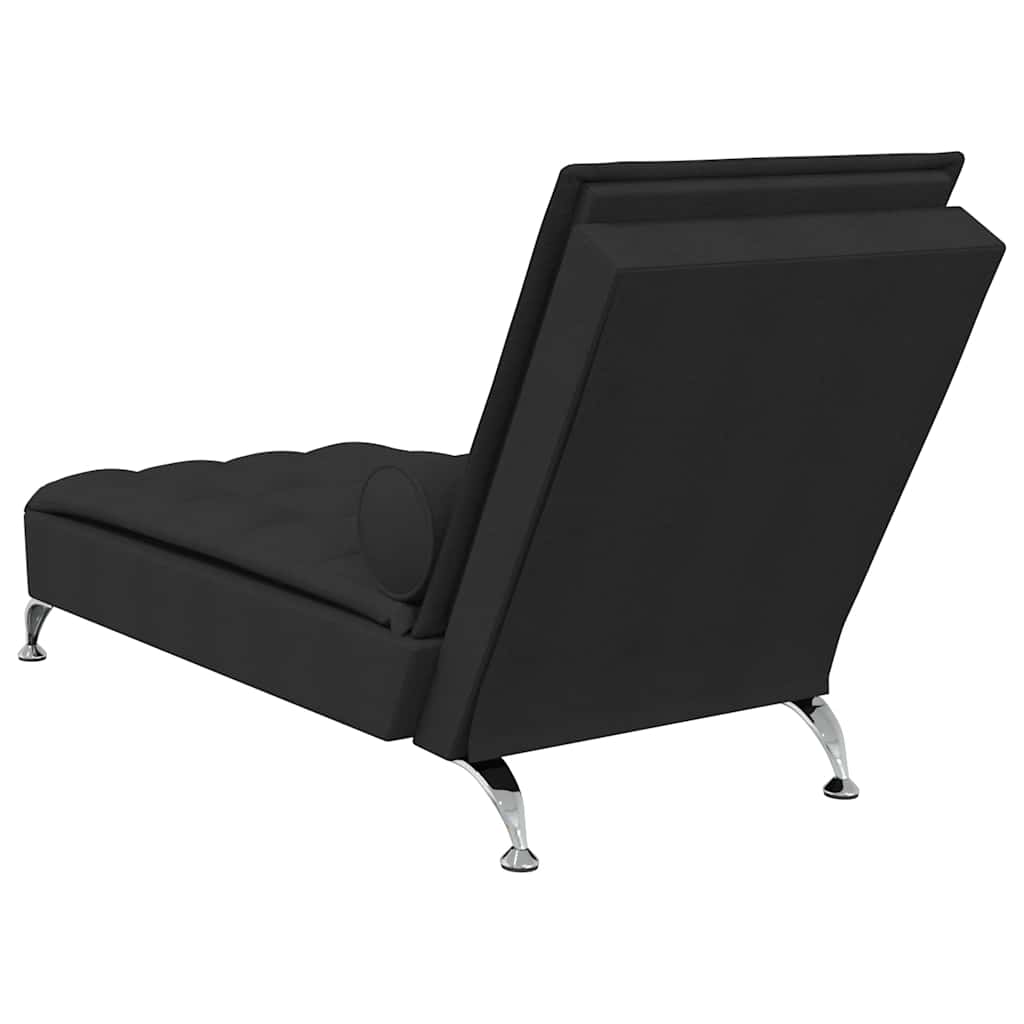 vidaXL Șezlong de masaj cu sprijin, negru, material textil vidaXL Șezlong de masaj cu sprijin, negru, material textil