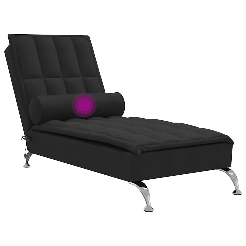 vidaXL Șezlong de masaj cu sprijin, negru, material textil vidaXL Șezlong de masaj cu sprijin, negru, material textil