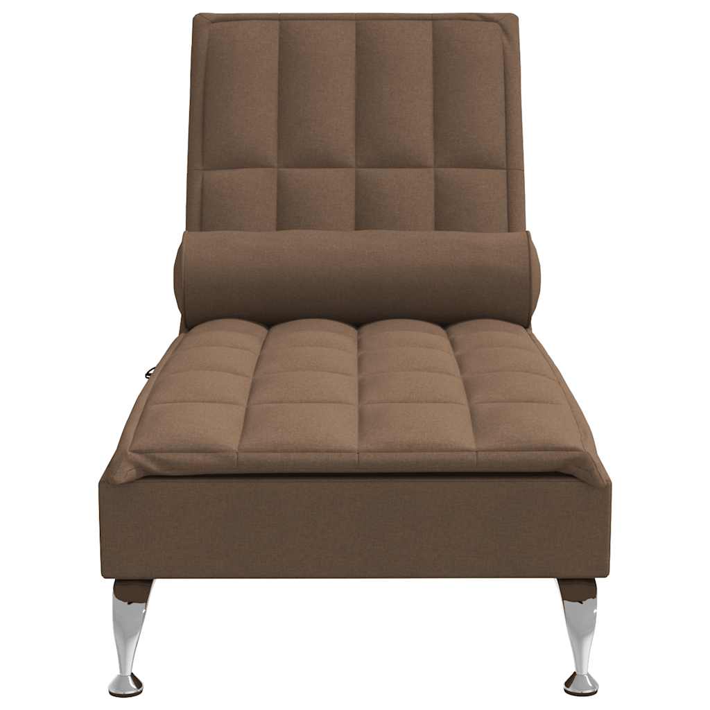 vidaXL Șezlong de masaj cu sprijin, maro, material textil vidaXL Șezlong de masaj cu sprijin, maro, material textil
