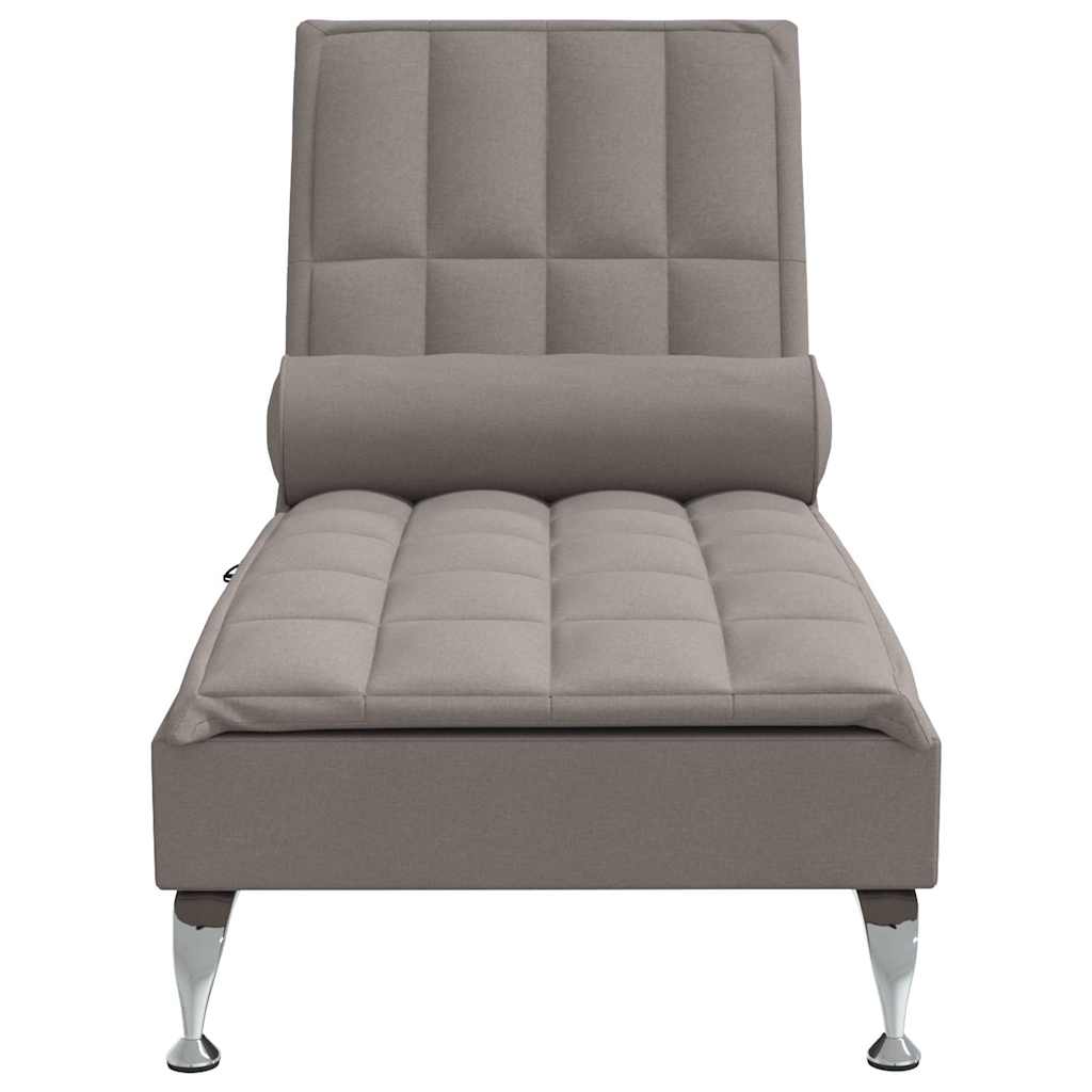 vidaXL Șezlong de masaj cu sprijin, gri taupe, material textil
