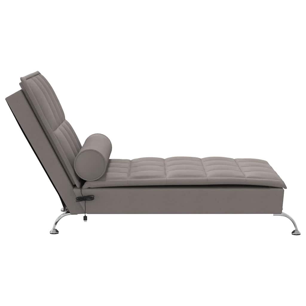 vidaXL Șezlong de masaj cu sprijin, gri taupe, material textil