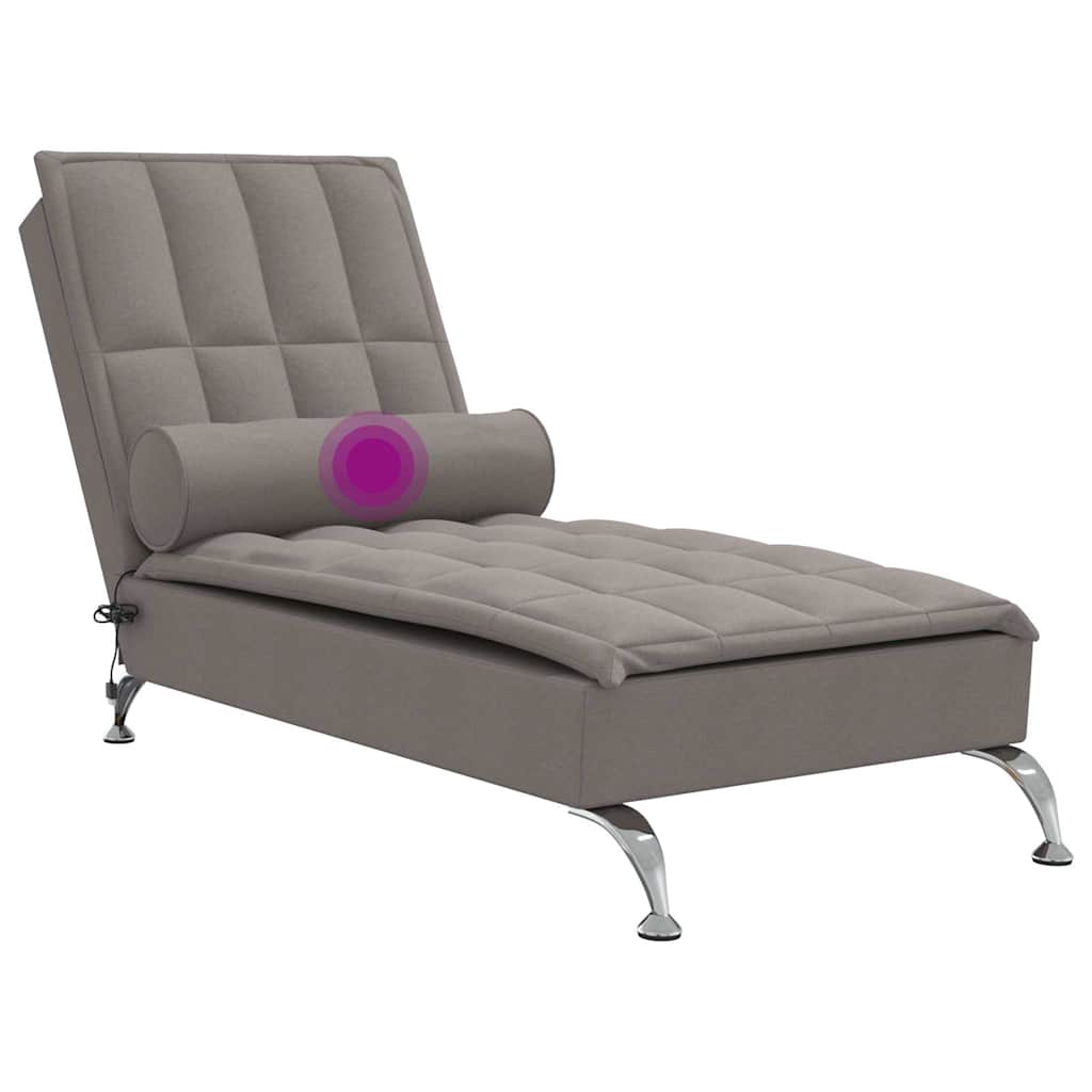 vidaXL Șezlong de masaj cu sprijin, gri taupe, material textil