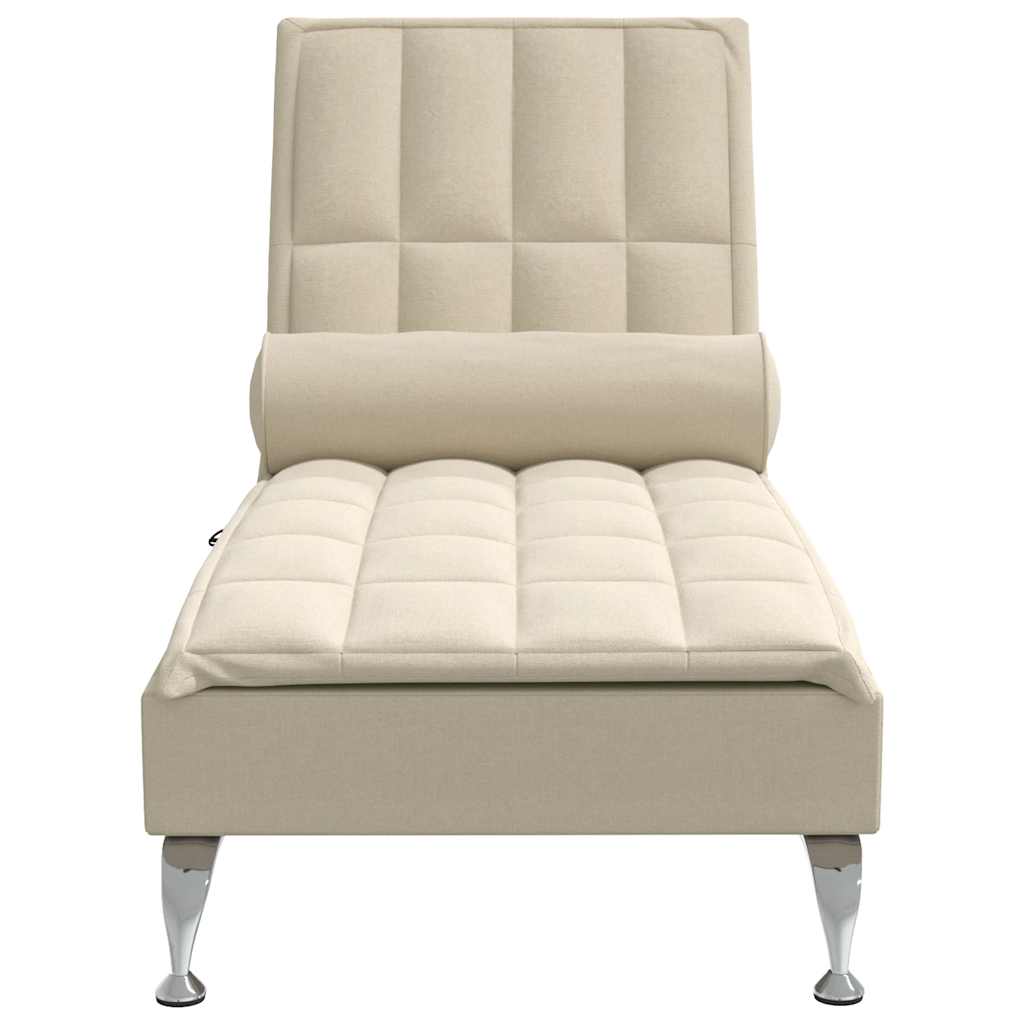 vidaXL Șezlong de masaj cu sprijin, crem, material textil vidaXL Șezlong de masaj cu sprijin, crem, material textil