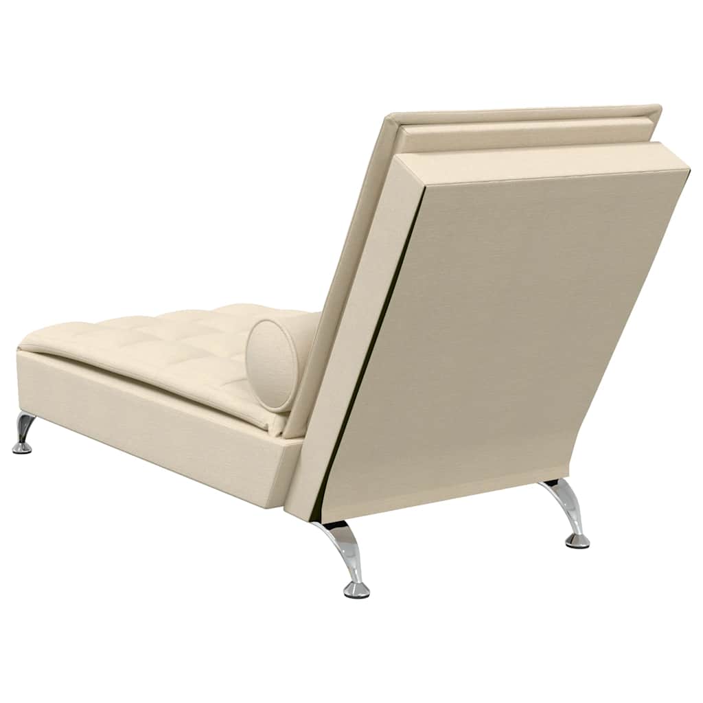 vidaXL Șezlong de masaj cu sprijin, crem, material textil vidaXL Șezlong de masaj cu sprijin, crem, material textil