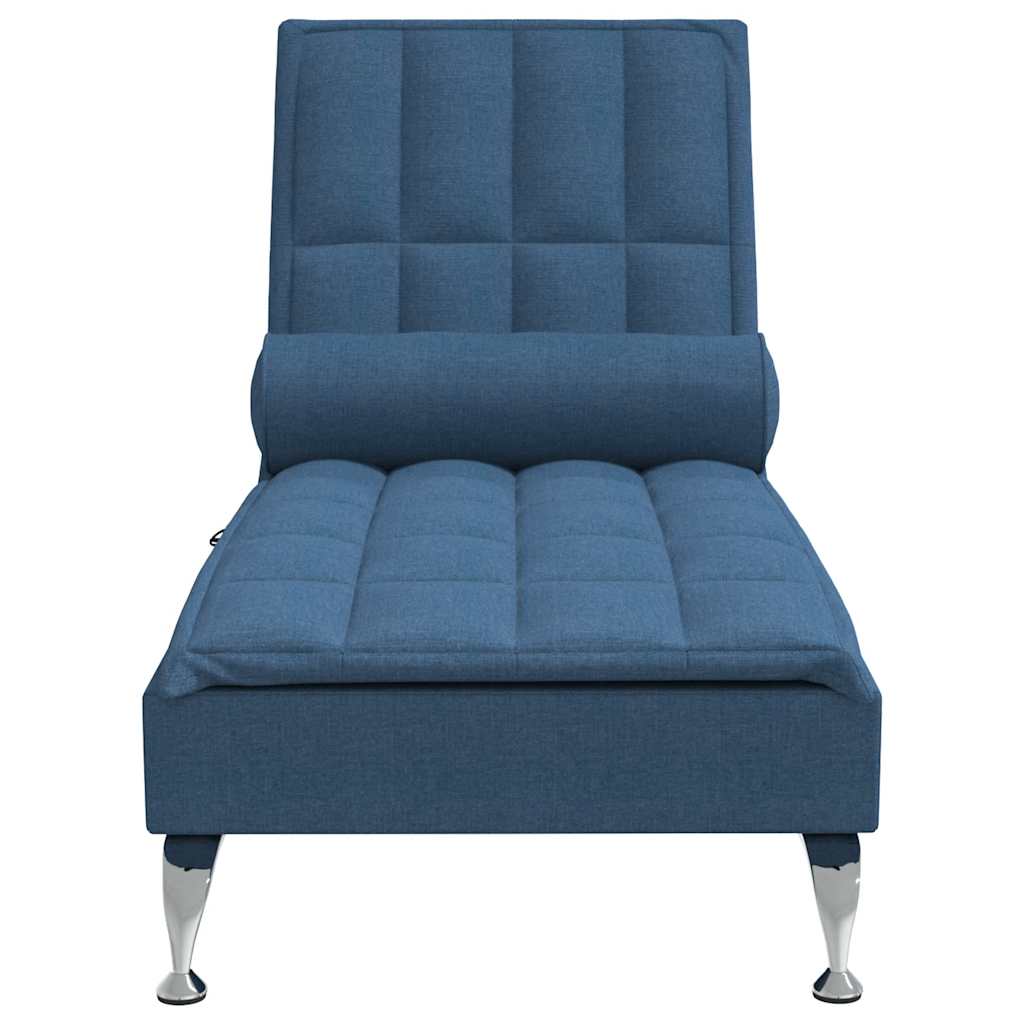 vidaXL Șezlong de masaj cu sprijin, albastru, material textil vidaXL Șezlong de masaj cu sprijin, albastru, material textil