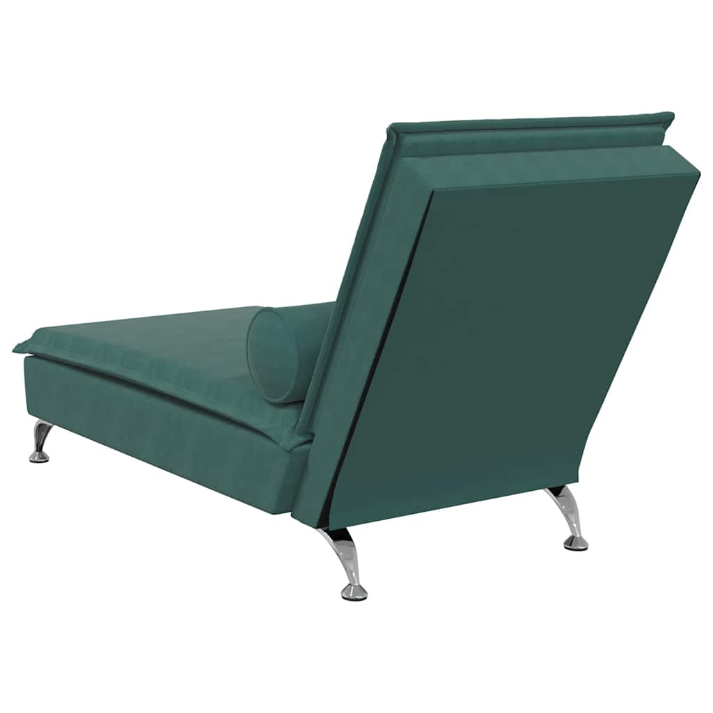 vidaXL Șezlong de masaj cu sprijin, verde închis, catifea vidaXL Șezlong de masaj cu sprijin, verde închis, catifea