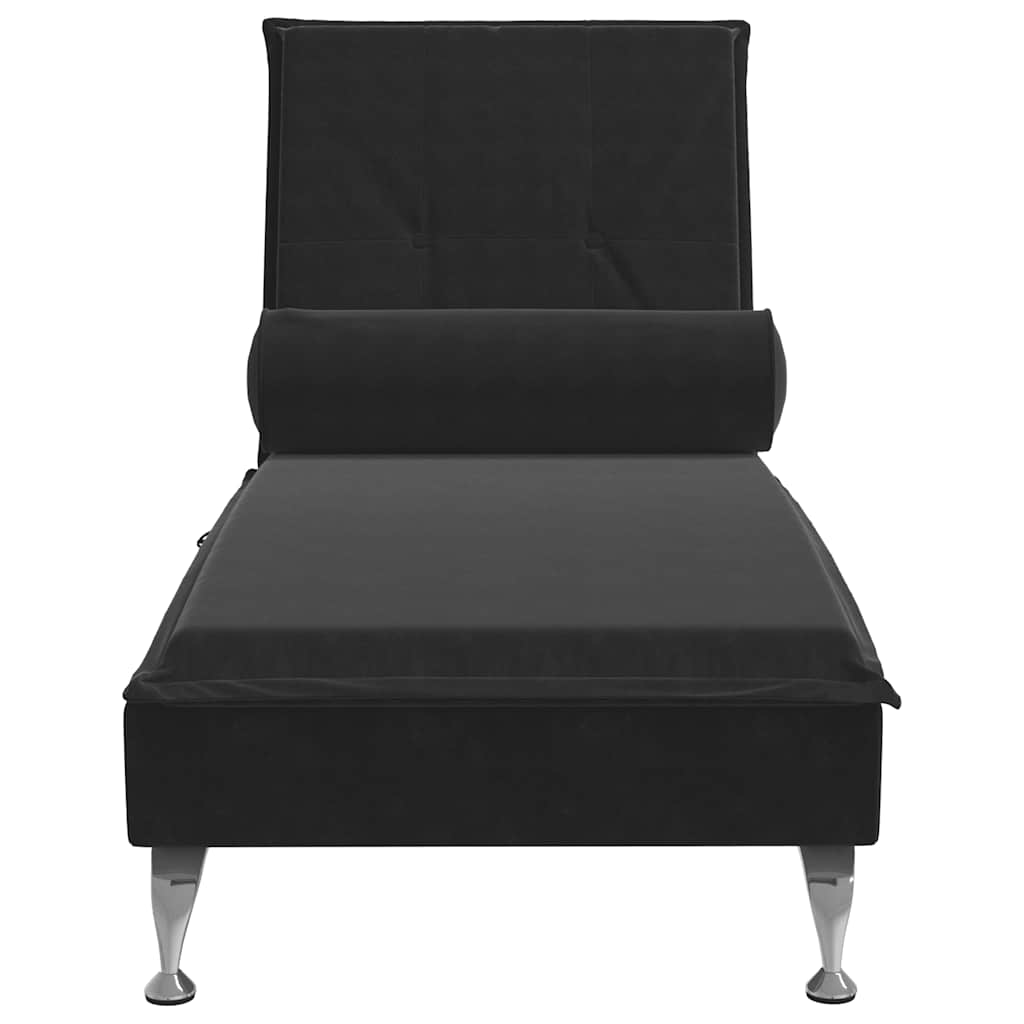 vidaXL Șezlong de masaj cu suport sprijin, negru, catifea vidaXL Șezlong de masaj cu suport sprijin, negru, catifea