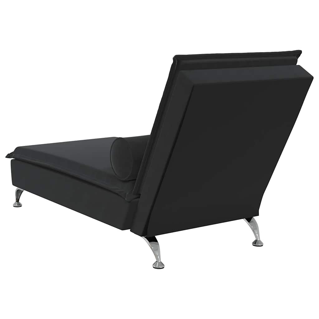 vidaXL Șezlong de masaj cu suport sprijin, negru, catifea vidaXL Șezlong de masaj cu suport sprijin, negru, catifea