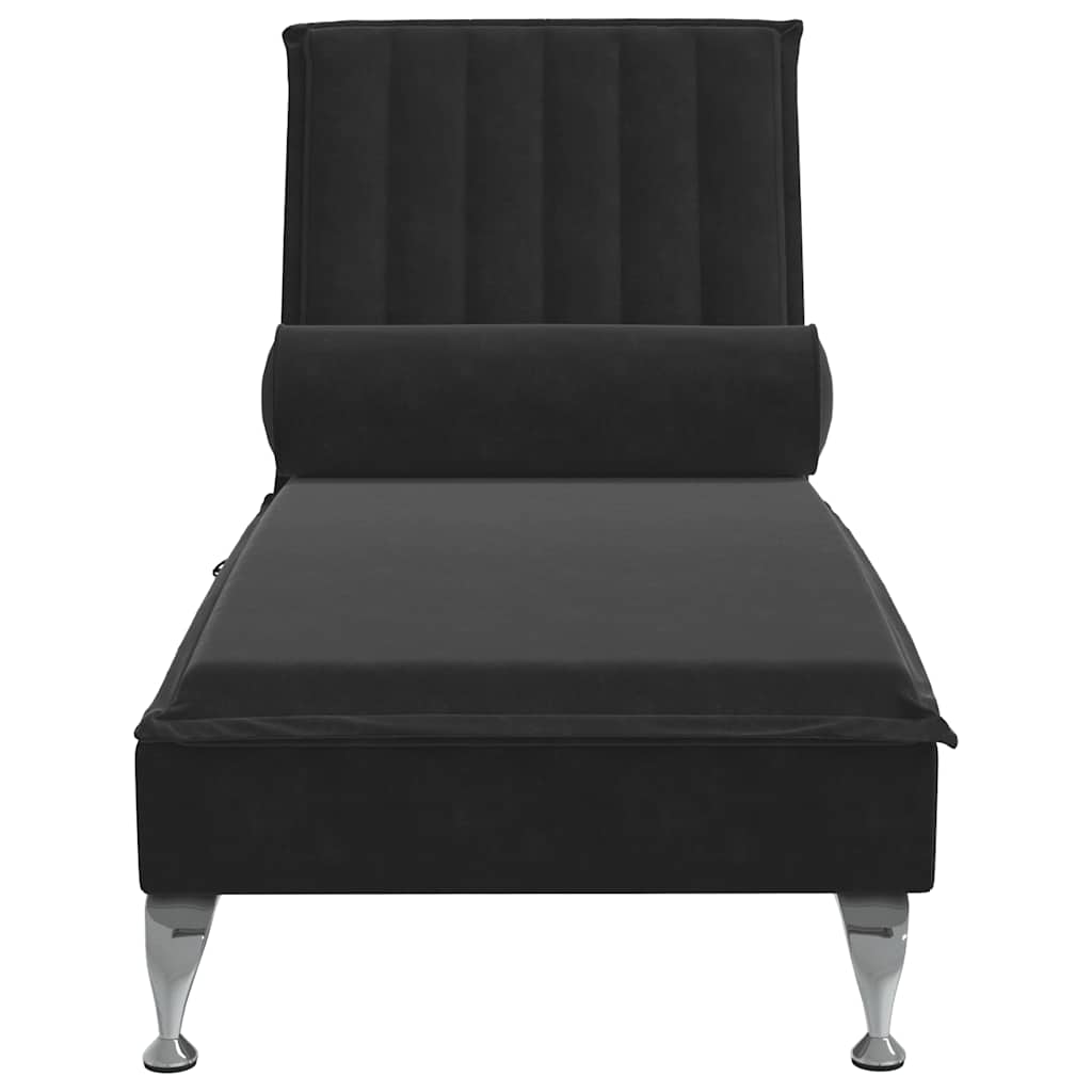 vidaXL Șezlong de masaj cu suport sprijin, negru, catifea vidaXL Șezlong de masaj cu suport sprijin, negru, catifea