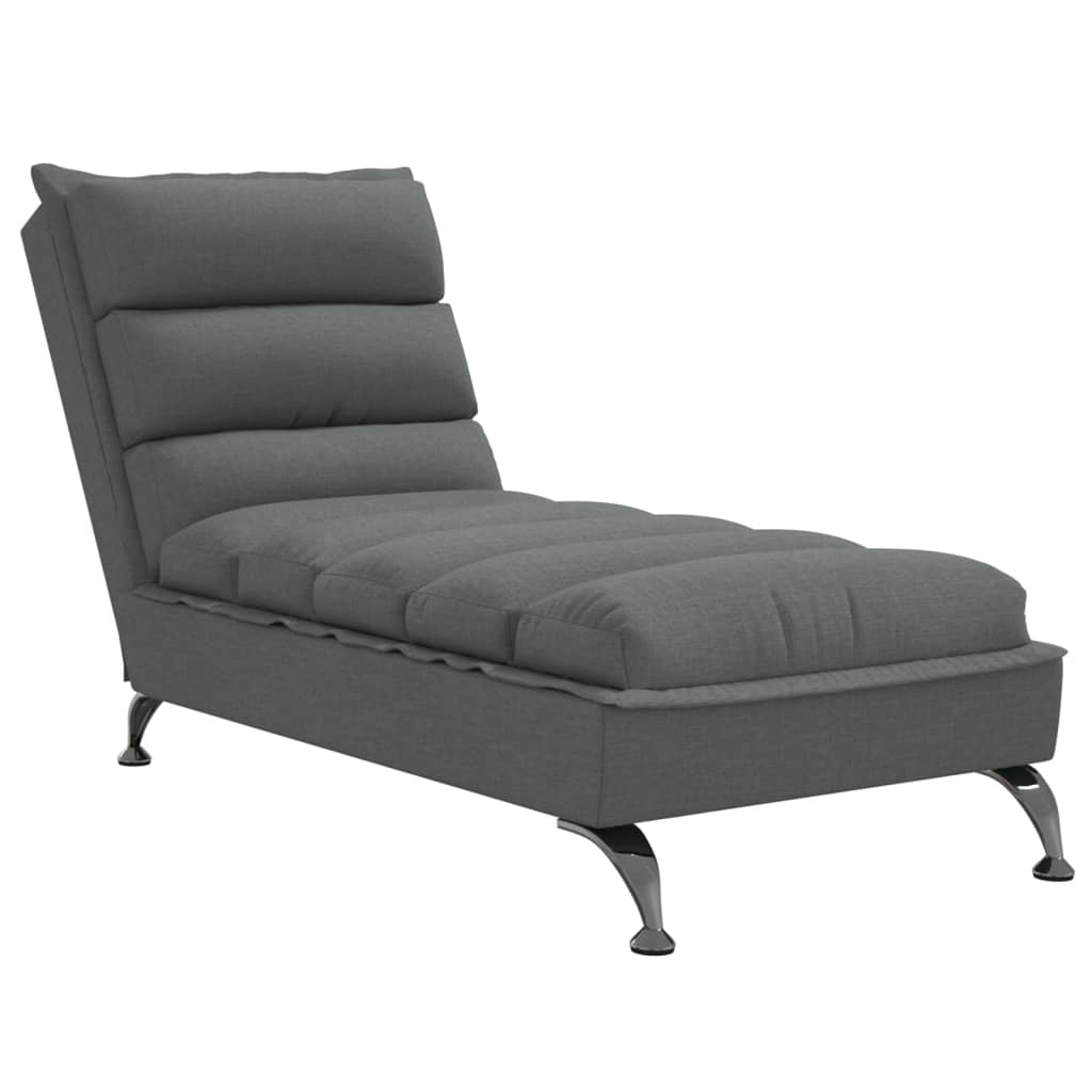 vidaXL Șezlong cu perne, gri închis, material textil vidaXL Șezlong cu perne, gri închis, material textil
