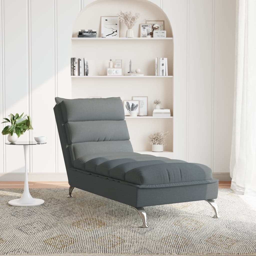 vidaXL Șezlong cu perne, gri închis, material textil vidaXL Șezlong cu perne, gri închis, material textil