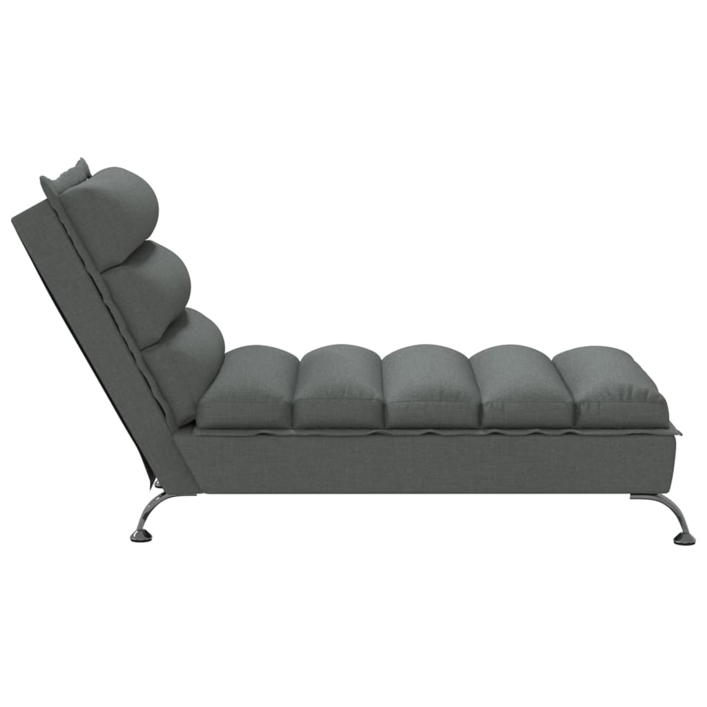vidaXL Șezlong cu perne, gri închis, material textil vidaXL Șezlong cu perne, gri închis, material textil