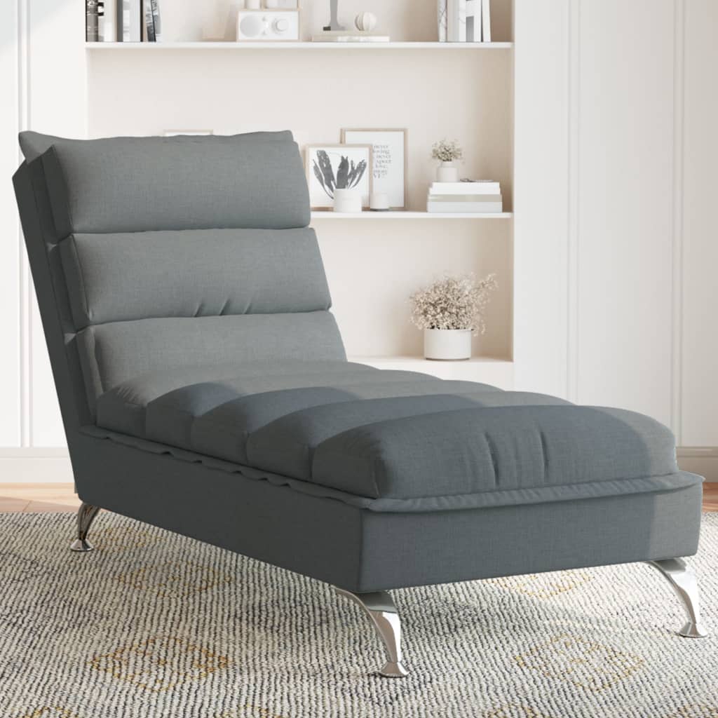 vidaXL Șezlong cu perne, gri închis, material textil vidaXL Șezlong cu perne, gri închis, material textil