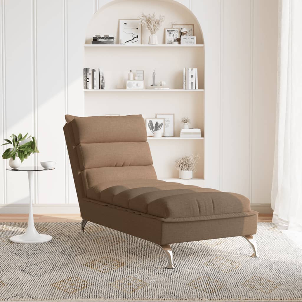 vidaXL Șezlong cu perne, maro, material textil vidaXL Șezlong cu perne, maro, material textil