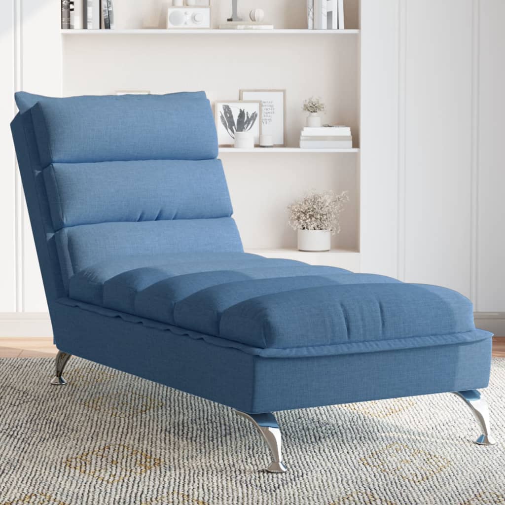 vidaXL Șezlong cu perne, albastru, material textil vidaXL Șezlong cu perne, albastru, material textil