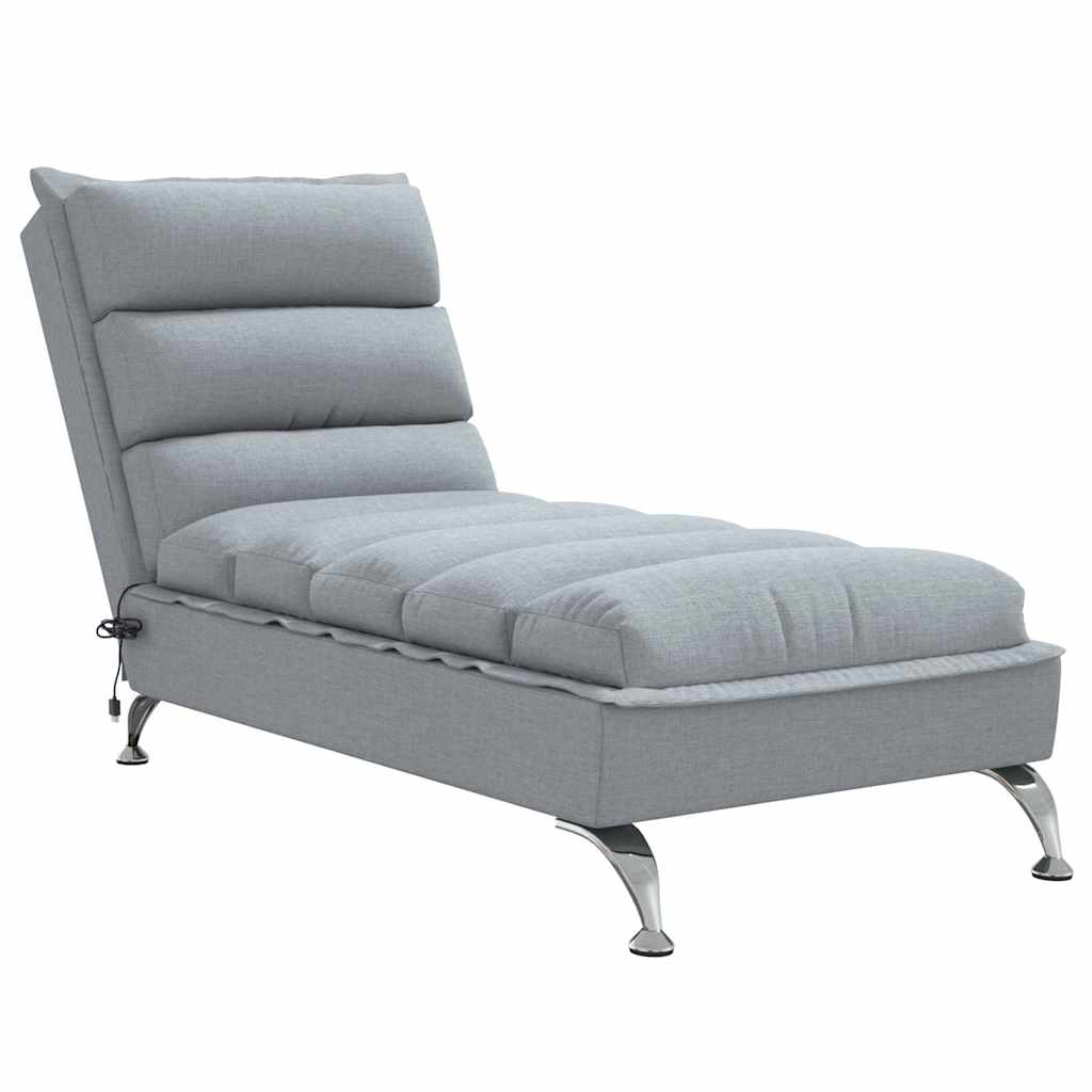 vidaXL Șezlong de masaj cu perne, gri deschis, material textil vidaXL Șezlong de masaj cu perne, gri deschis, material textil