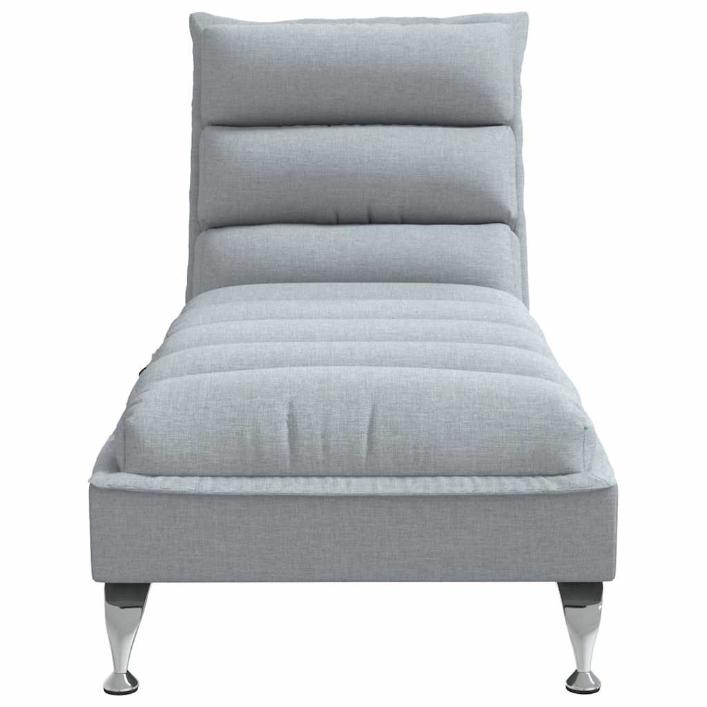 vidaXL Șezlong de masaj cu perne, gri deschis, material textil vidaXL Șezlong de masaj cu perne, gri deschis, material textil