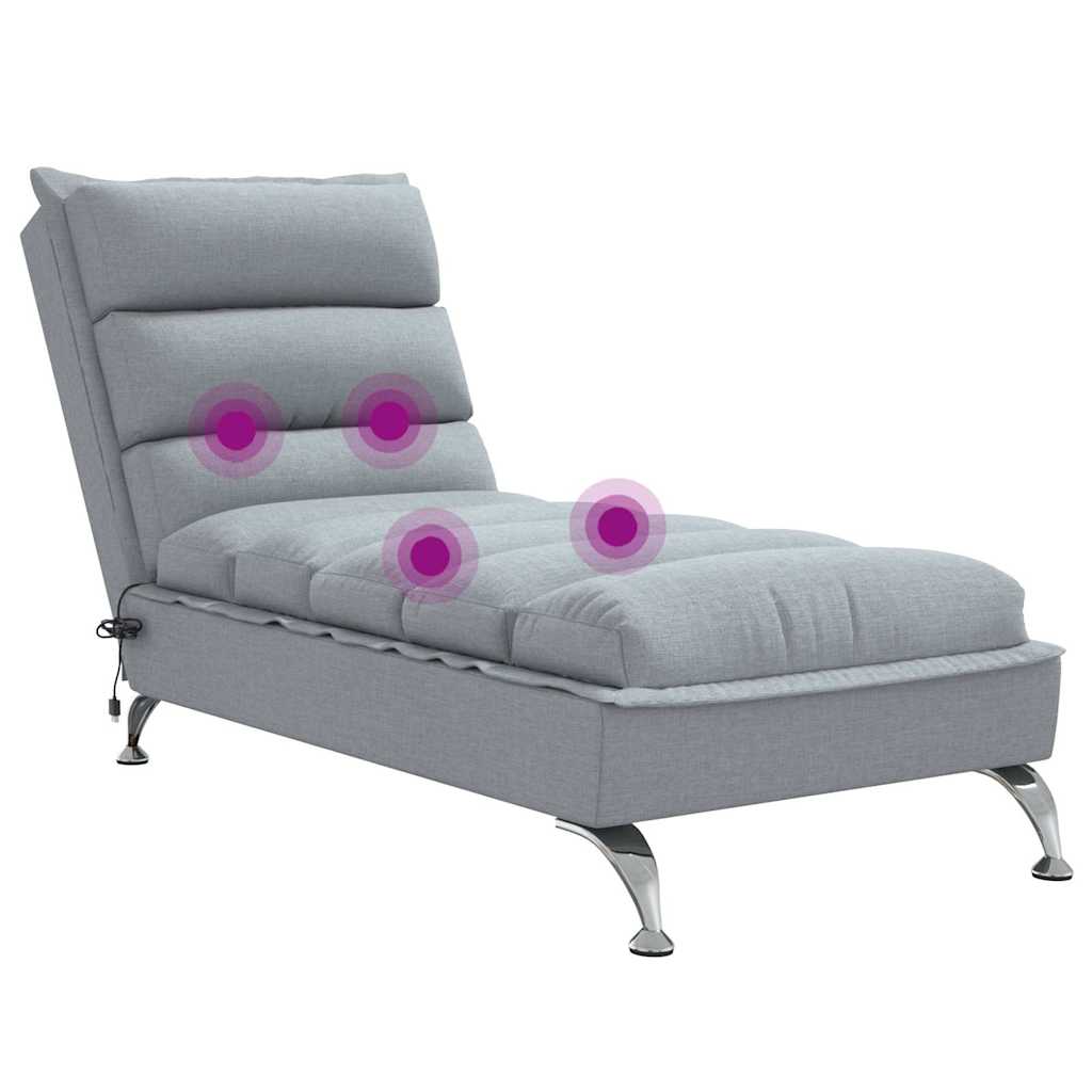 vidaXL Șezlong de masaj cu perne, gri deschis, material textil vidaXL Șezlong de masaj cu perne, gri deschis, material textil