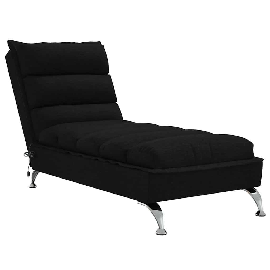 vidaXL Șezlong de masaj cu perne, negru, material textil