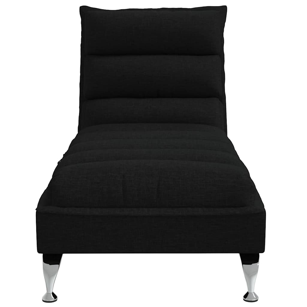 vidaXL Șezlong de masaj cu perne, negru, material textil