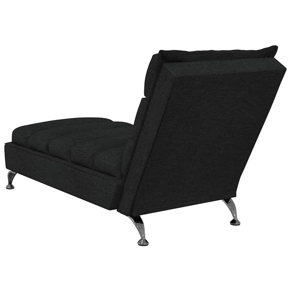 vidaXL Șezlong de masaj cu perne, negru, material textil