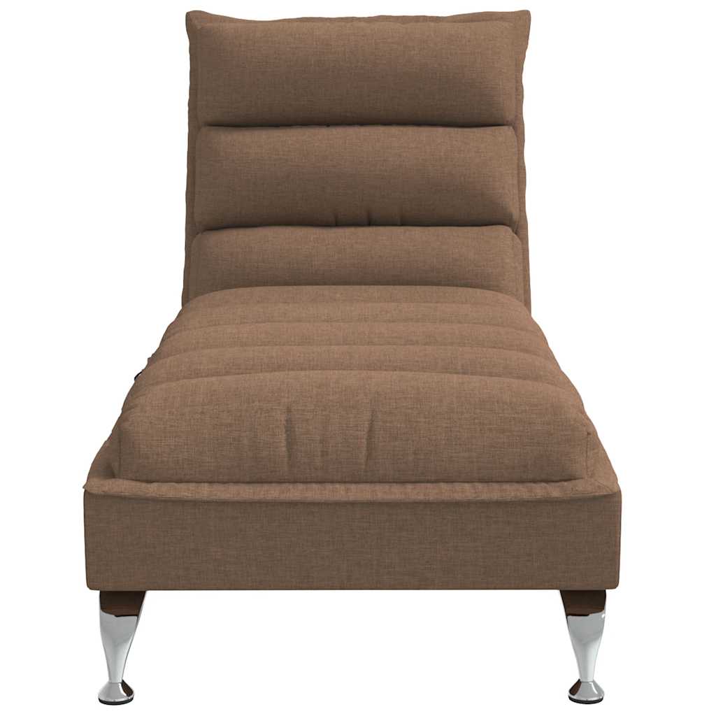 vidaXL Șezlong de masaj cu perne, maro, material textil vidaXL Șezlong de masaj cu perne, maro, material textil