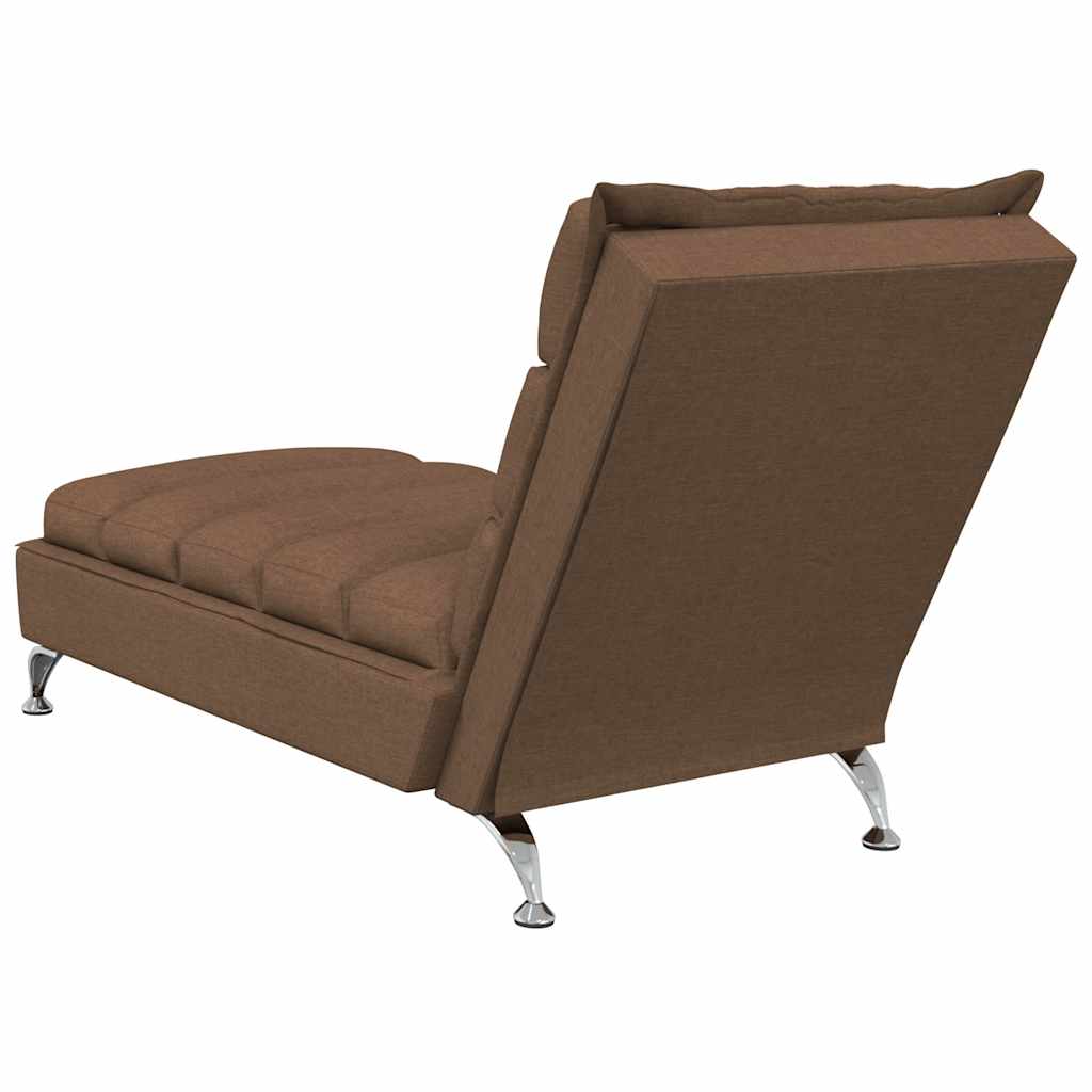 vidaXL Șezlong de masaj cu perne, maro, material textil vidaXL Șezlong de masaj cu perne, maro, material textil
