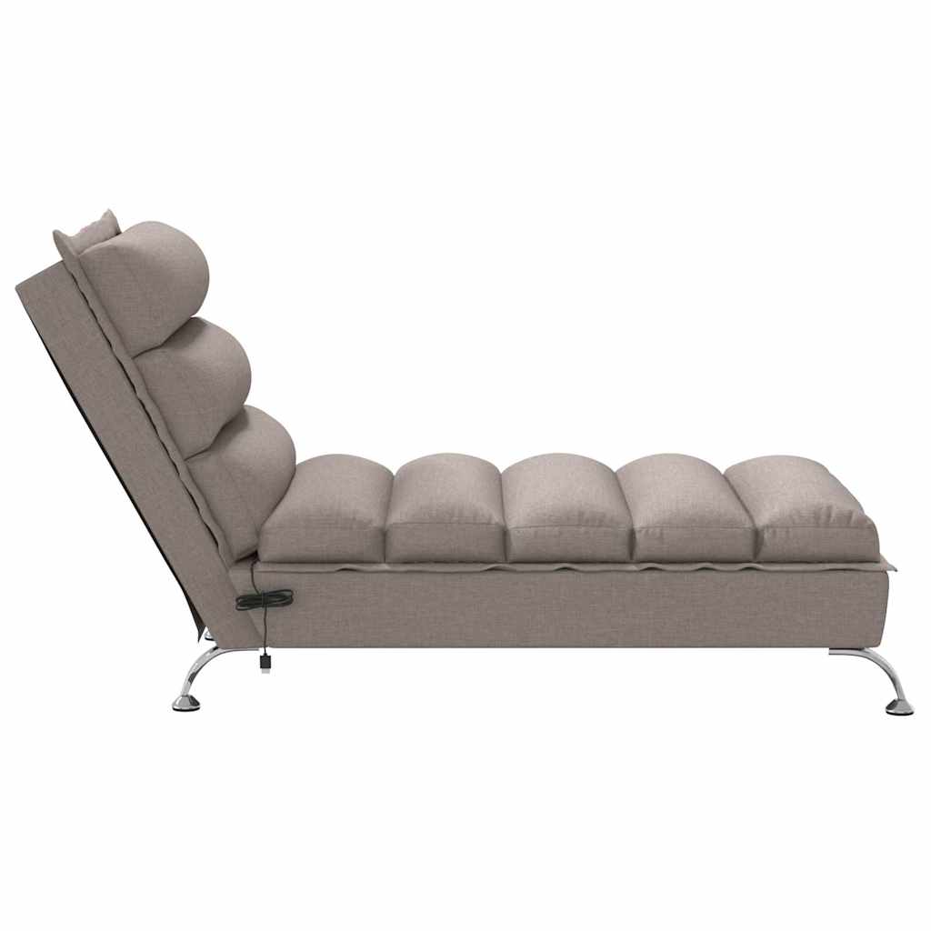 vidaXL Șezlong de masaj cu perne, gri taupe, material textil vidaXL Șezlong de masaj cu perne, gri taupe, material textil