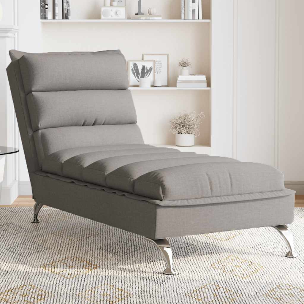 vidaXL Șezlong de masaj cu perne, gri taupe, material textil vidaXL Șezlong de masaj cu perne, gri taupe, material textil