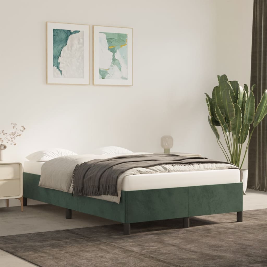 vidaXL Cadru de pat fără saltea verde închis 120x190 cm catifea vidaXL Cadru de pat fără saltea verde închis 120x190 cm catifea