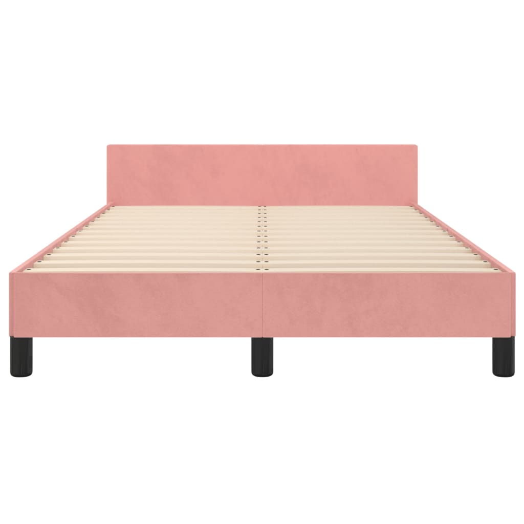 vidaXL Cadru de pat fără saltea roz 120x190 cm catifea vidaXL Cadru de pat fără saltea roz 120x190 cm catifea