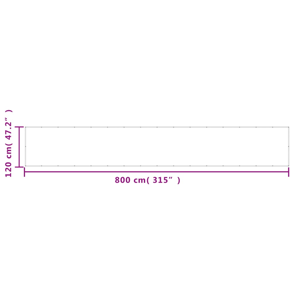 vidaXL Paravan de balcon, crem, 120x800 cm, 100% poliester oxford