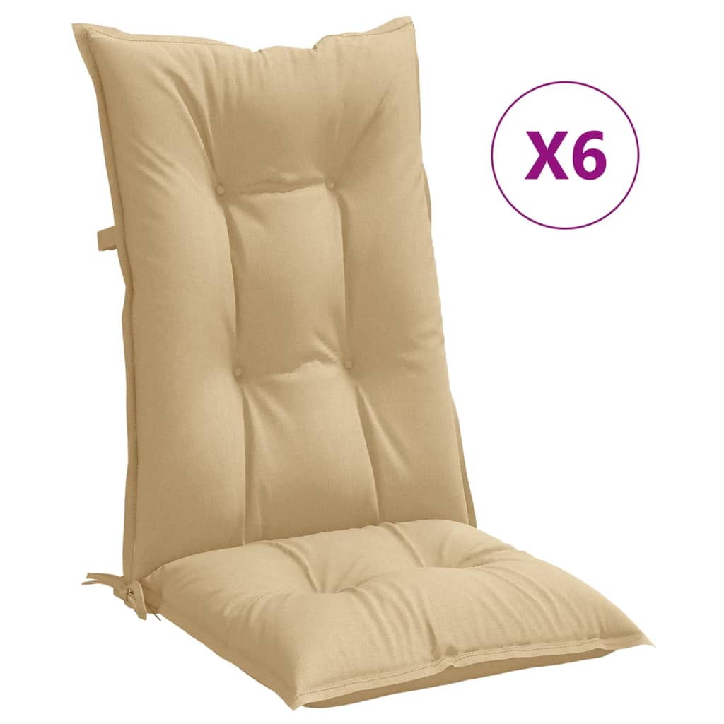 vidaXL Perne scaun cu spătar înalt 6 buc. melanj bej 120x50x7cm textil vidaXL Perne scaun cu spătar înalt 6 buc. melanj bej 120x50x7cm textil