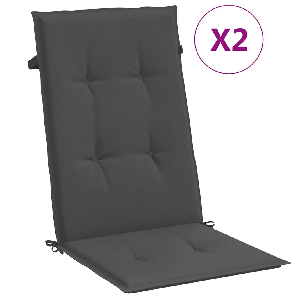 vidaXL Perne scaun cu spătar înalt, 2 buc. antracit 120x50x4 cm textil
