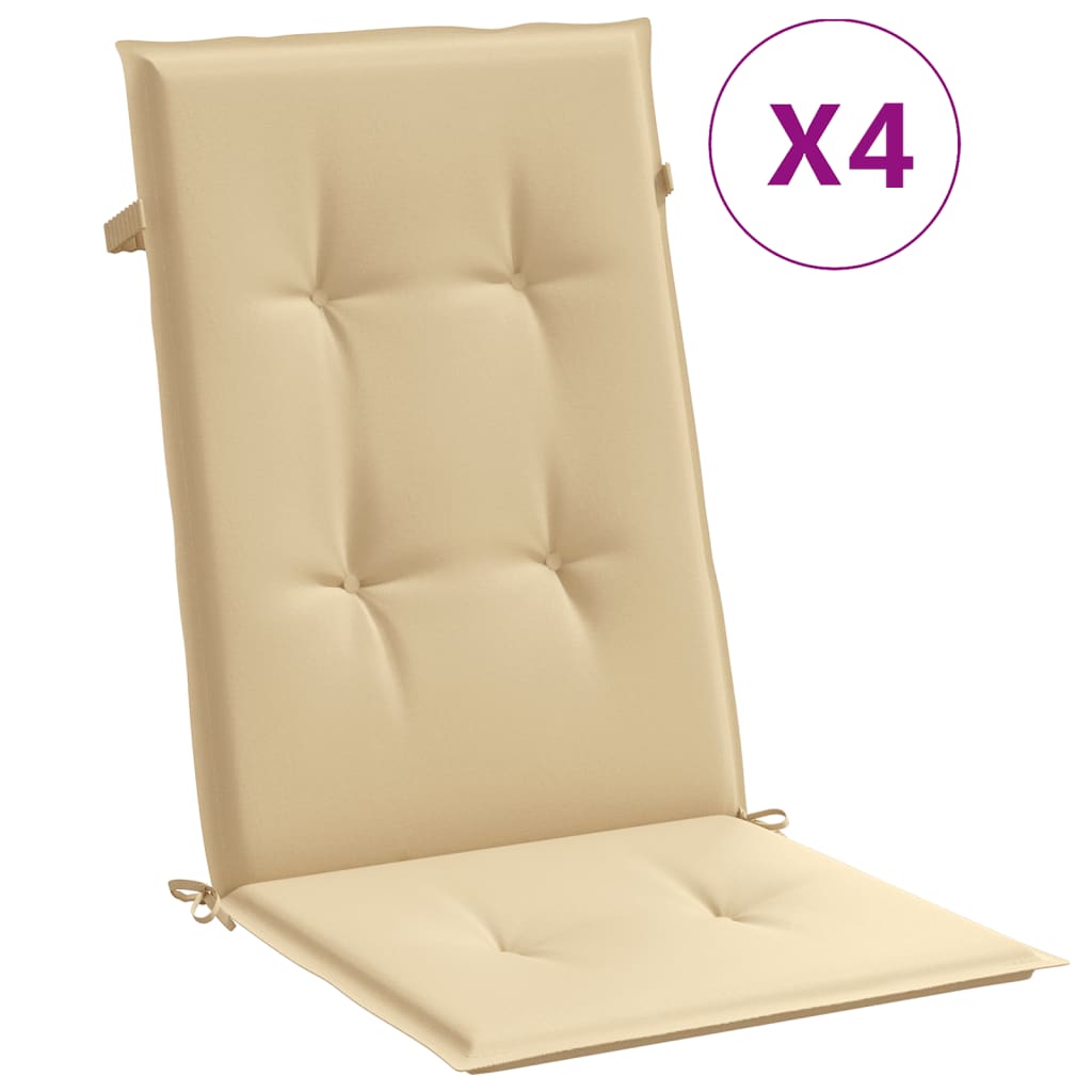 vidaXL Perne scaun cu spătar înalt 4 buc. melanj bej 120x50x4cm textil