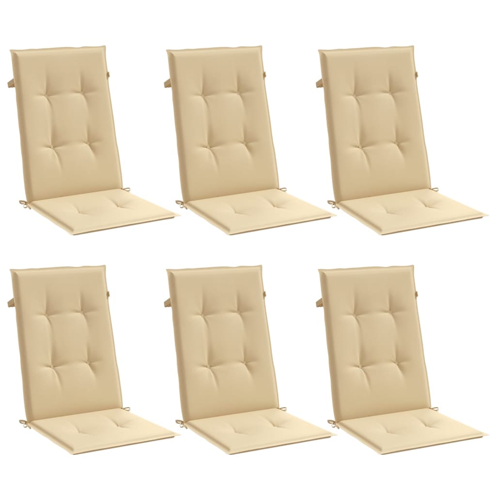vidaXL Perne scaun cu spătar înalt 6 buc. melanj bej 120x50x4cm textil vidaXL Perne scaun cu spătar înalt 6 buc. melanj bej 120x50x4cm textil