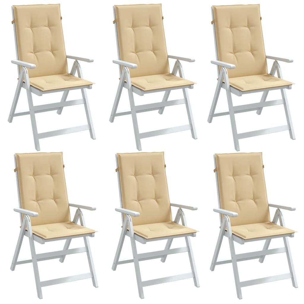 vidaXL Perne scaun cu spătar înalt 6 buc. melanj bej 120x50x4cm textil vidaXL Perne scaun cu spătar înalt 6 buc. melanj bej 120x50x4cm textil