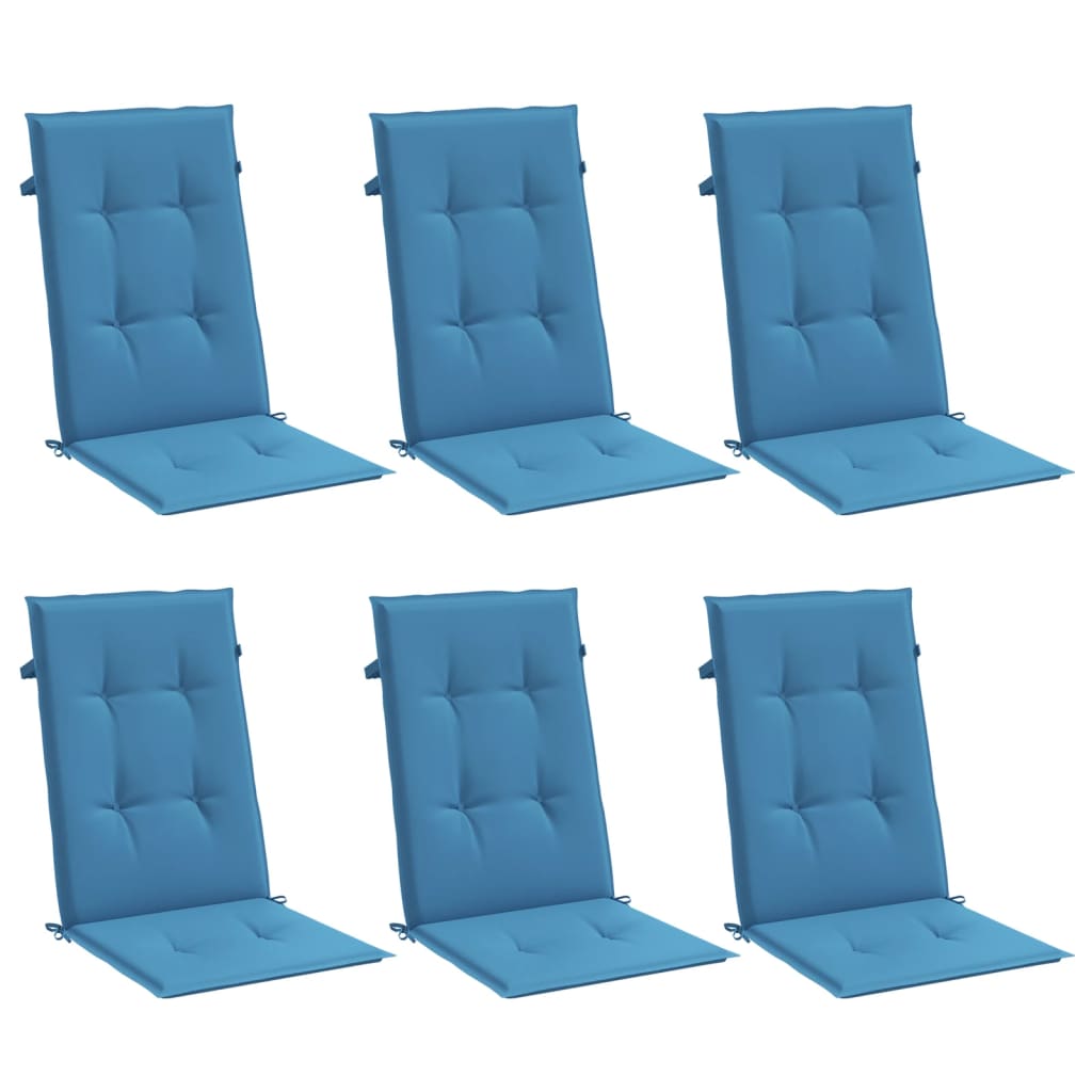 vidaXL Perne scaun spătar înalt 6buc melanj albastru 120x50x4cm textil