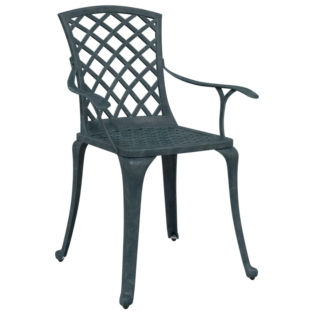 vidaXL Scaune de grădină, 2 buc., verde, aluminiu turnat