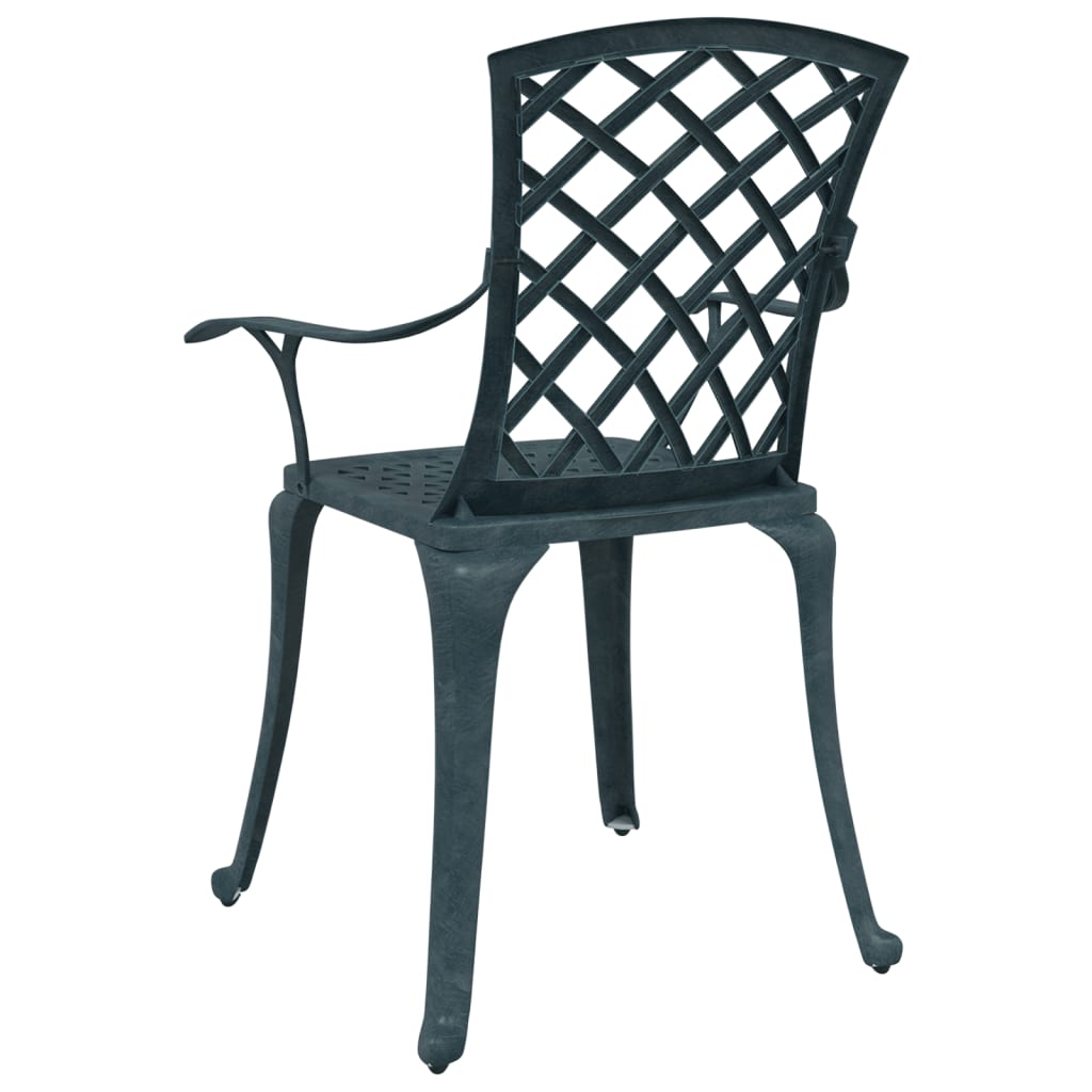 vidaXL Scaune de grădină, 2 buc., verde, aluminiu turnat