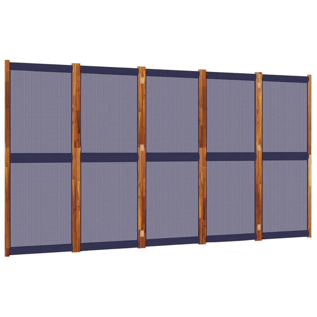 vidaXL Paravan de cameră cu 5 panouri, albastru închis, 350x180 cm vidaXL Paravan de cameră cu 5 panouri, albastru închis, 350x180 cm